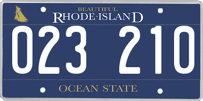 RI license plate 023210