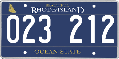 RI license plate 023212