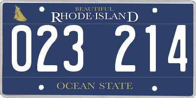 RI license plate 023214