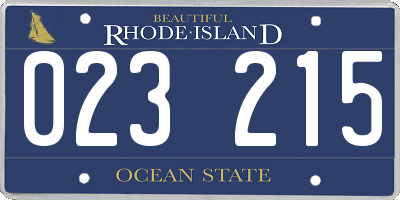 RI license plate 023215