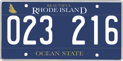 RI license plate 023216