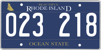 RI license plate 023218
