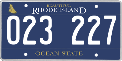 RI license plate 023227
