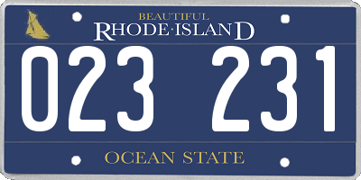 RI license plate 023231