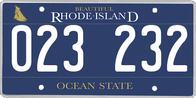 RI license plate 023232