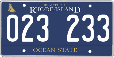 RI license plate 023233