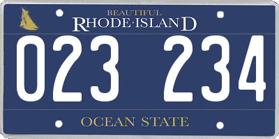 RI license plate 023234