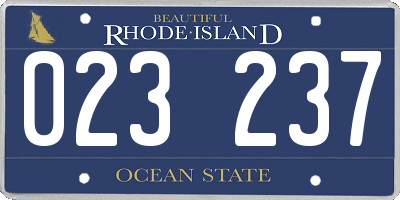 RI license plate 023237