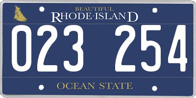 RI license plate 023254
