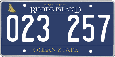 RI license plate 023257