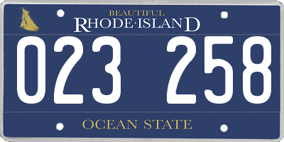 RI license plate 023258