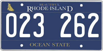 RI license plate 023262