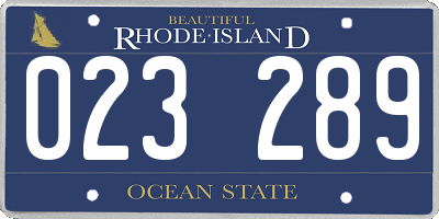 RI license plate 023289