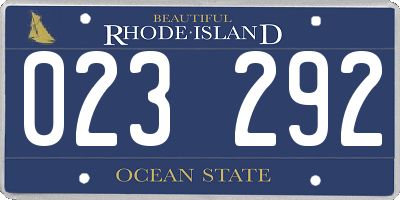 RI license plate 023292