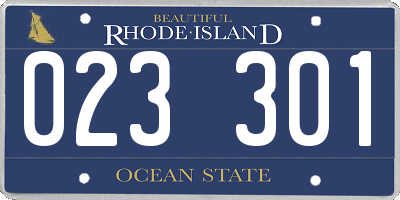 RI license plate 023301