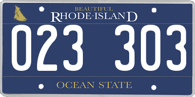 RI license plate 023303