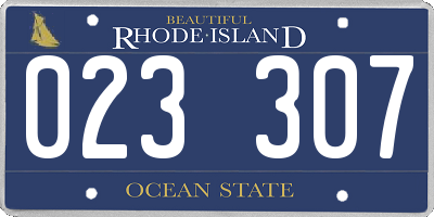 RI license plate 023307