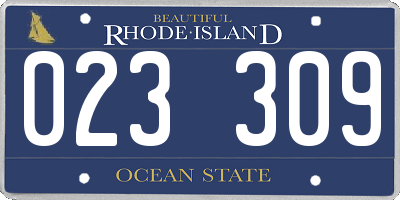 RI license plate 023309