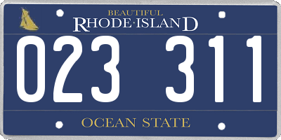 RI license plate 023311