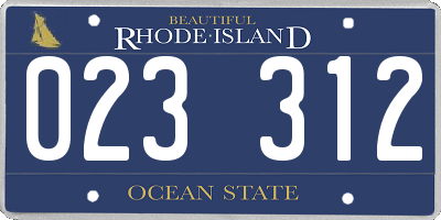 RI license plate 023312