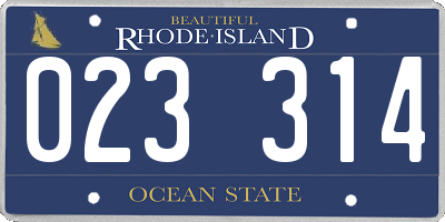 RI license plate 023314