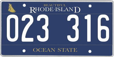 RI license plate 023316