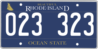 RI license plate 023323