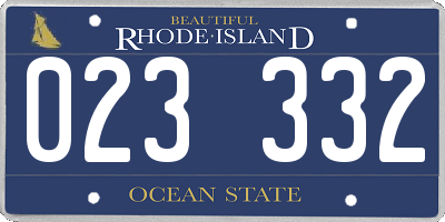 RI license plate 023332