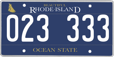 RI license plate 023333