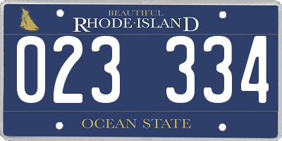 RI license plate 023334