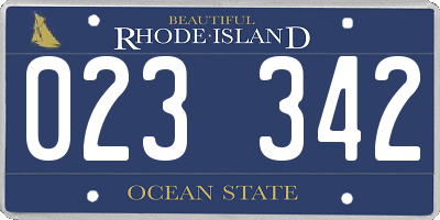 RI license plate 023342