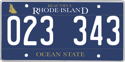 RI license plate 023343