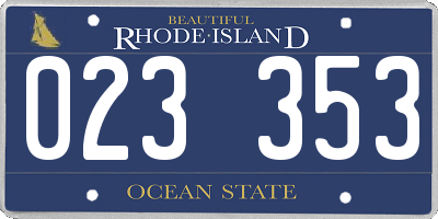 RI license plate 023353