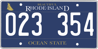 RI license plate 023354