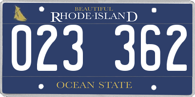 RI license plate 023362