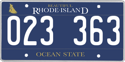 RI license plate 023363