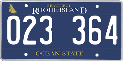 RI license plate 023364