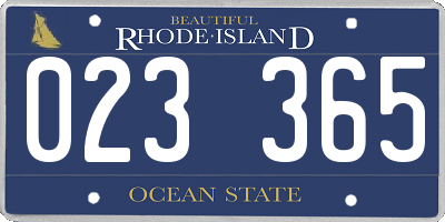 RI license plate 023365