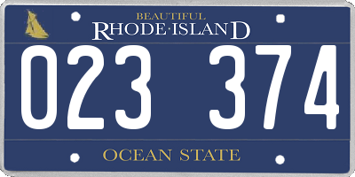 RI license plate 023374