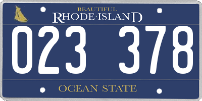 RI license plate 023378