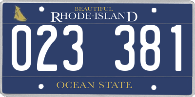 RI license plate 023381