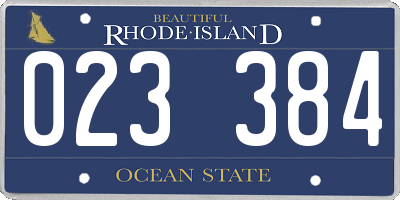 RI license plate 023384