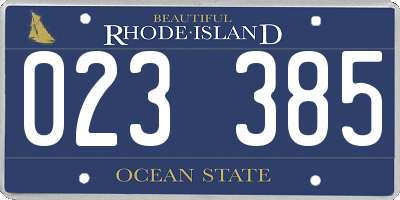 RI license plate 023385