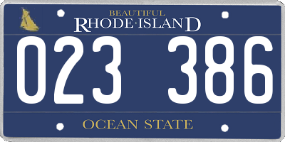 RI license plate 023386