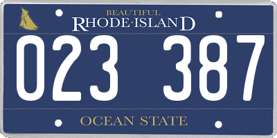 RI license plate 023387