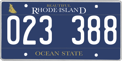 RI license plate 023388