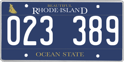 RI license plate 023389