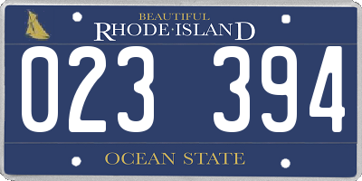 RI license plate 023394