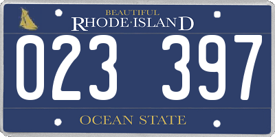 RI license plate 023397