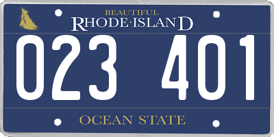 RI license plate 023401